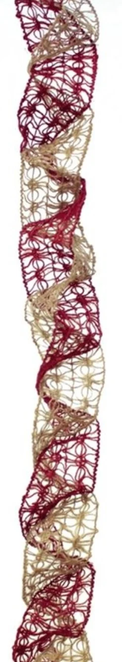 Set Of 4 Red And Gold Christmas Ribbon Garlands 6.25'