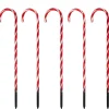 Set Of 5 Red Lighted Candy Cane Christmas Lawn Stakes 28"