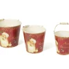 Set Of 3 Retro Santa Claus Tall Vintage Style Decorative Christmas Buckets