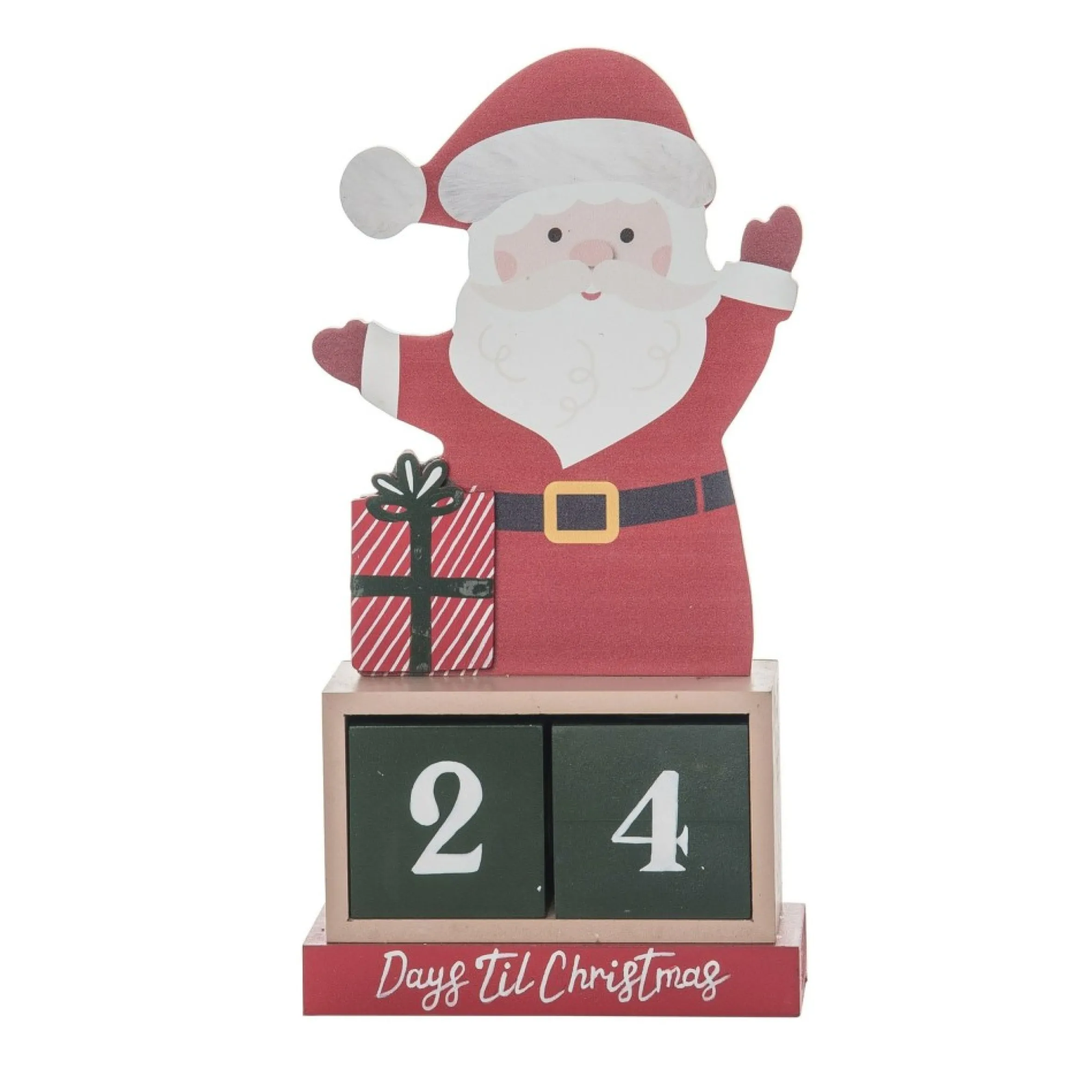 Set Of 3 Santa Block Countdown Christmas Tabletop Decoration 9.75"