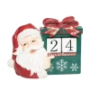 Set Of 3 Santa With Giftbox Christmas Block Countdown Tabletop Decorations10"