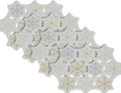Set Of 4 Silver Colored Snowflake Design Placemats 19" X 13"