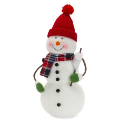 Set Of 4 Snowman With Plaid Scarf Christmas Plush Figures 11