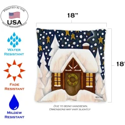Set Of 2 Snowy Cabin Outdoor Patio Christmas Throw Pillow Covers 18