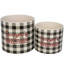 Set Of 4 White And Black Holiday Slogan Printed Christmas Pots 6