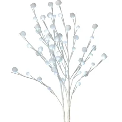 Set Of 3 White Led Lighted Snowball Christmas Sprays 30"
