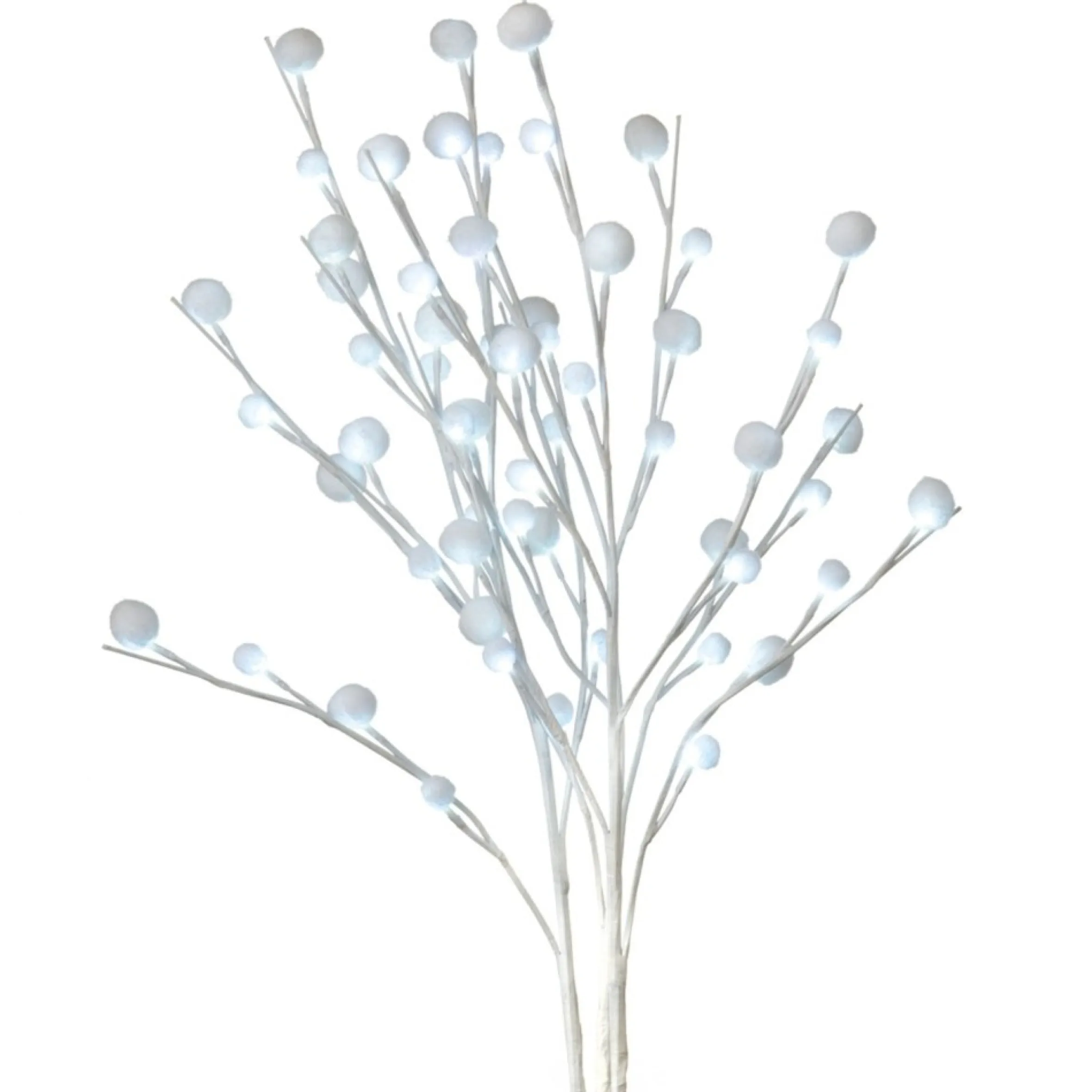 Set Of 3 White Led Lighted Snowball Christmas Sprays 30"