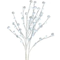 Set Of 3 White Led Lighted Snowball Christmas Sprays 30"