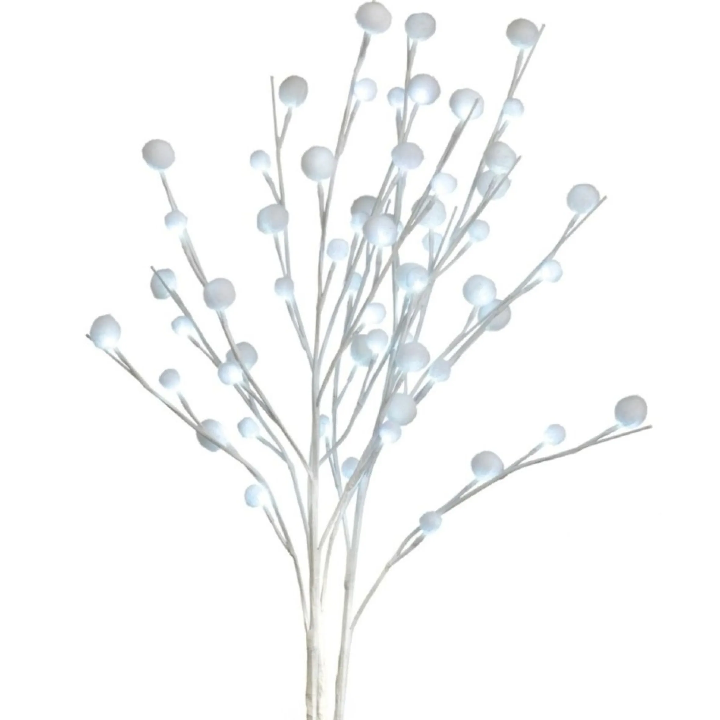 Set Of 3 White Led Lighted Snowball Christmas Sprays 30"