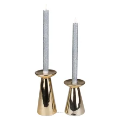 Set 2 Silver Glittered Led Flameless Taper Christmas Candles 11"