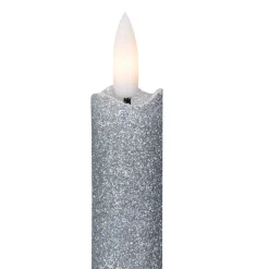 Set 2 Silver Glittered Led Flameless Taper Christmas Candles 11