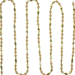 9' Shiny And Matte Gold Beaded Christmas Garland, Unlit