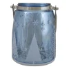 6.25" Shiny Blue And Silver Winter Forest And Snowflake Christmas Flameless Candle Lantern