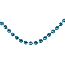 15' Shiny Blue Metallic Faceted Beaded Christmas Garland, Unlit