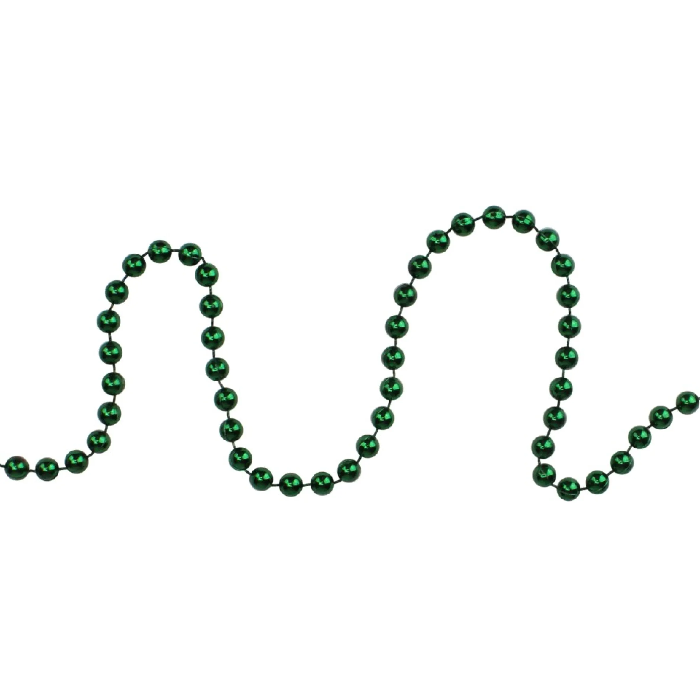 15' Shiny Metallic Green Beaded Christmas Garland - Unlit