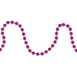 15' Shiny Metallic Pink Beaded Christmas Garland, Unlit