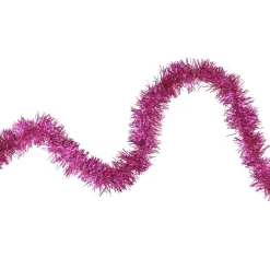 Shiny Pink Traditional Tinsel Garland - 50 Feet, Unlit
