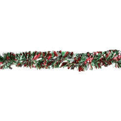 12' Shiny Red And Silver Christmas Tinsel Garland - Unlit