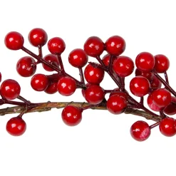 5' Shiny Red Berries Artificial Twig Christmas Garland - Unlit