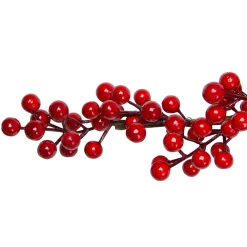 5' Shiny Red Berries Artificial Twig Christmas Garland - Unlit