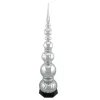 54" Shiny Silver And Glittered Topiary Finial Tower Commercial Christmas Decoration