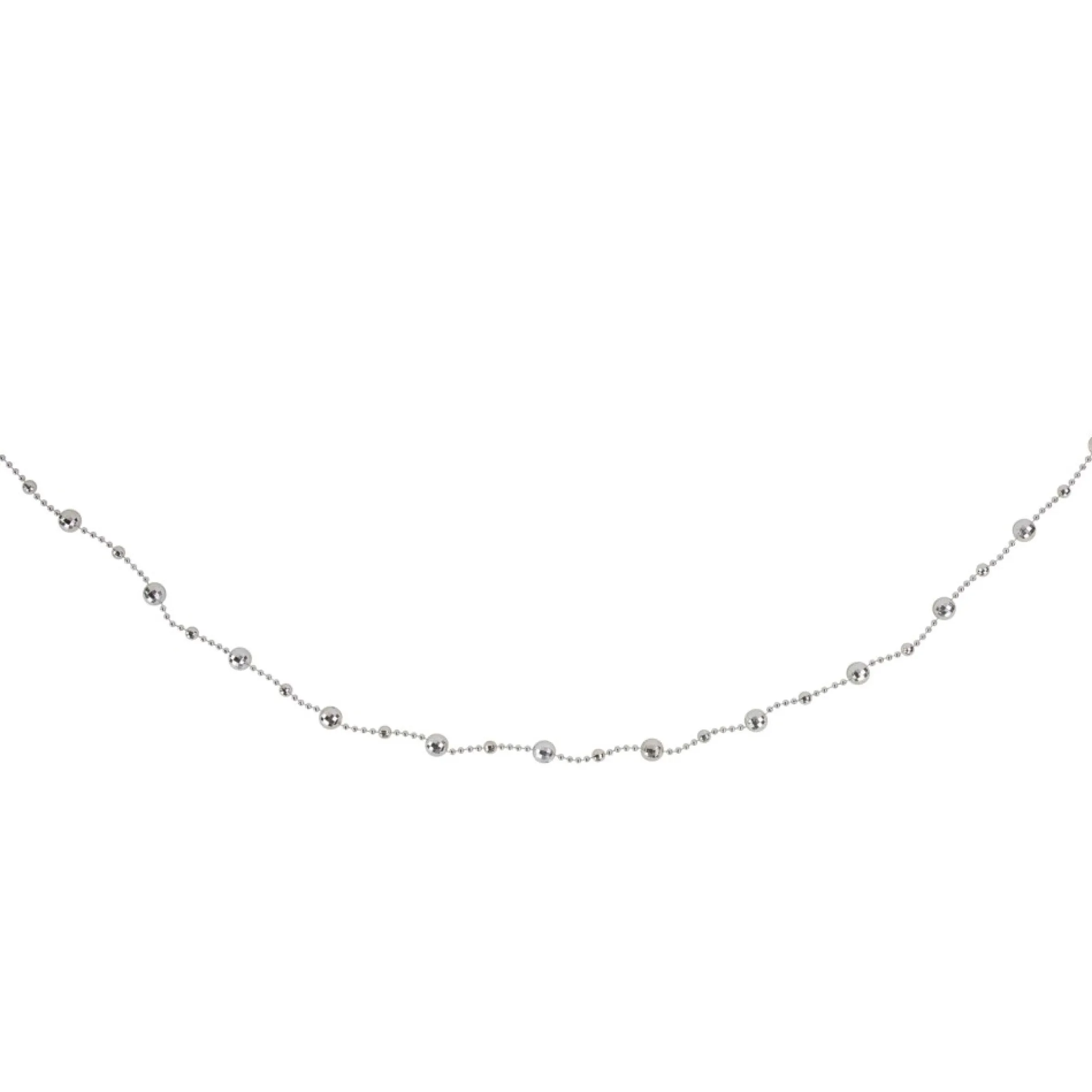 15' Shiny Silver Mirrored Disco Ball Beaded Christmas Garland, Unlit