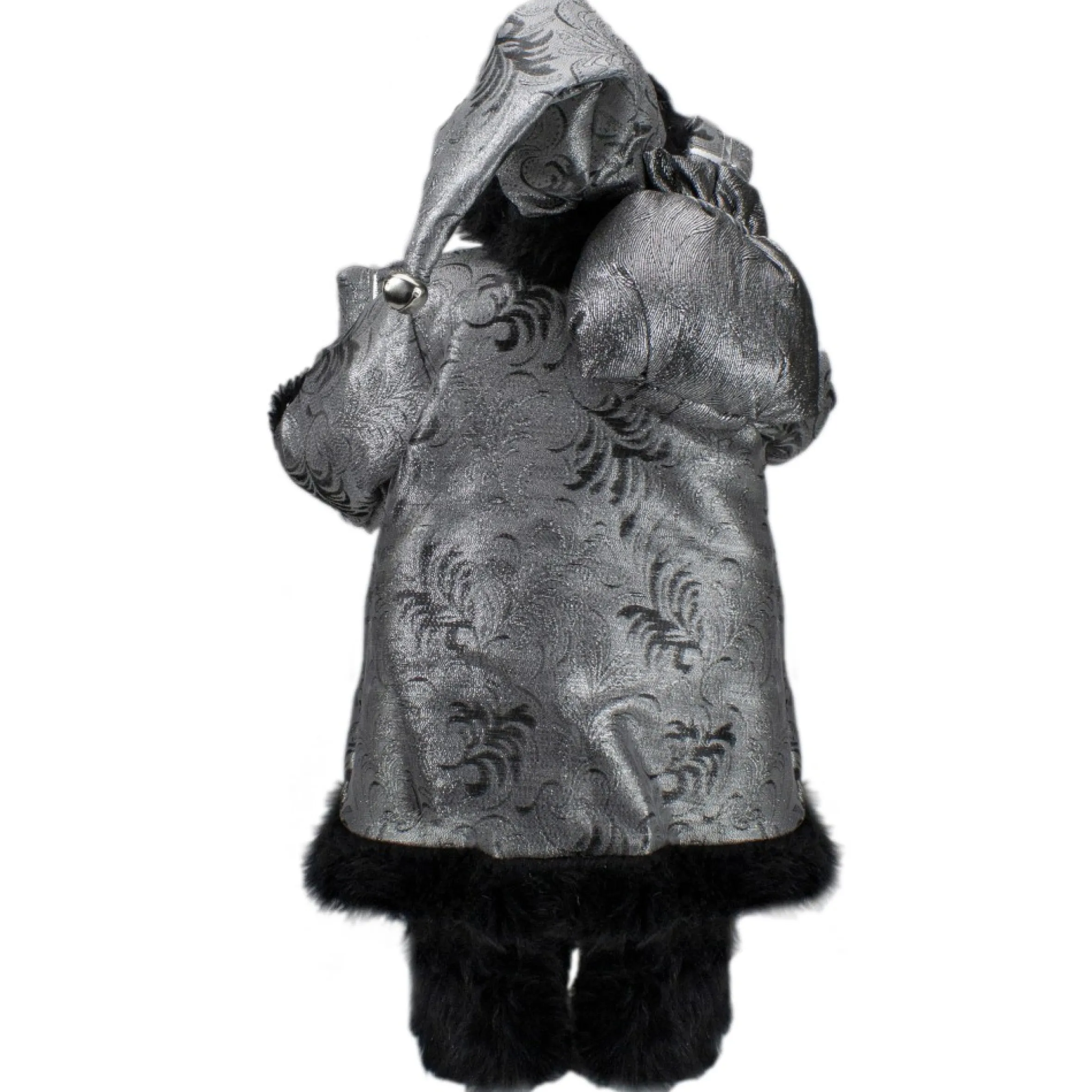 24" Silver And Black Santa Claus With Gifts Christmas Figure