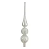 14.75" Silver And White Glitter Glass Finial Christmas Tree Topper