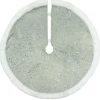 20" Silver Glittered Mini Christmas Tree Skirt With White Fur Trim