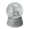 5.5" Silver Glittered Reindeer Christmas Snow Globe