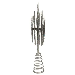 13" Silver Glittered Snowflake Christmas Tree Topper, Unlit