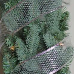 Silver Glittering Metallic Lattice Wired Christmas Craft Ribbon 2.5 X 10 Yards