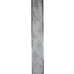 Silver Glittering Trees Christmas Wired Craft Ribbon 2.5" X 10 Yards