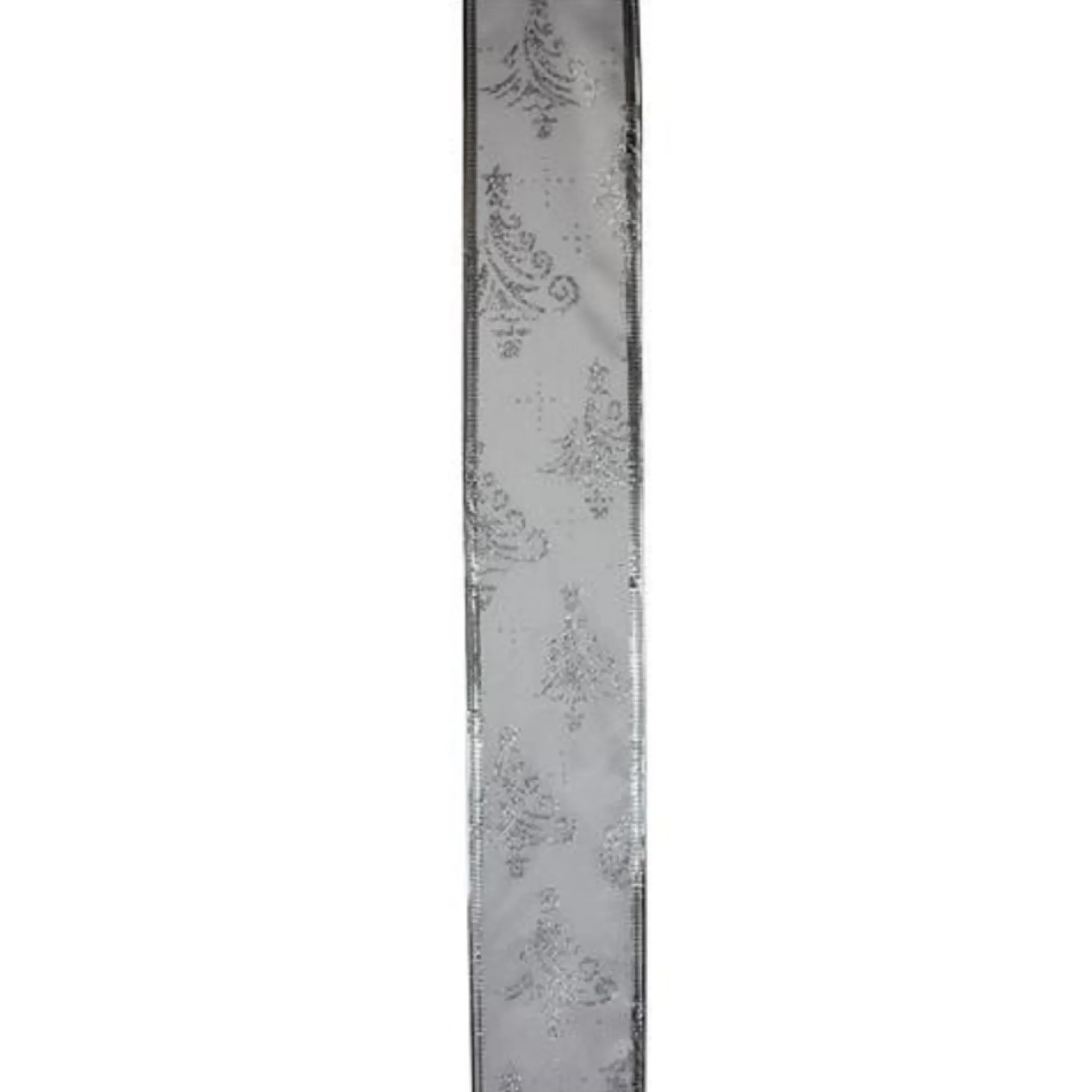 Silver Glittering Trees Christmas Wired Craft Ribbon 2.5" X 10 Yards