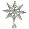 11" Silver Glitter Snowflake Christmas Tree Topper, Unlit