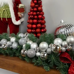 6' Silver Shatterproof Ball 3-Finish Christmas Garland