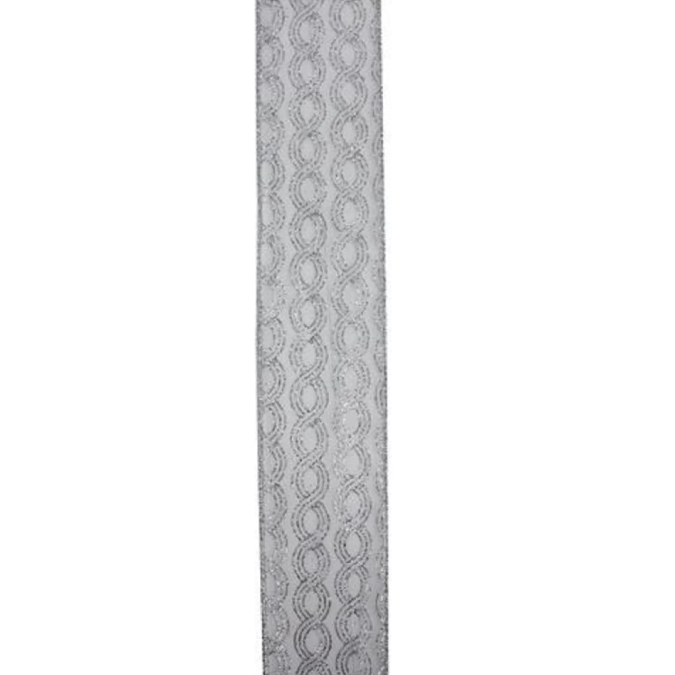 Silver Shimmering Swirl Christmas Wired Craft Ribbon 2.5" X 10 Yards