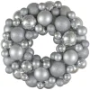 Silver Splendor 3-Finish Shatterproof Ball Christmas Wreath, 13-Inch
