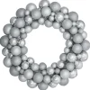 Silver Splendor 3-Finish Shatterproof Ball Christmas Wreath 24" - Unlit