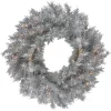 24" Silver Tinsel Artificial Christmas Wreath, Clear Lights