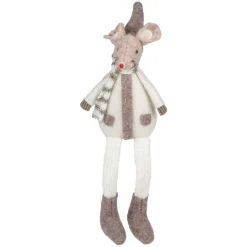 9.5" Sitting Plush Christmas Mouse Figure