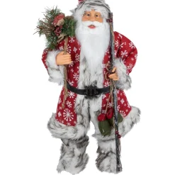 24" Snowflake Santa Claus With Staff And Mittens Christmas Figure