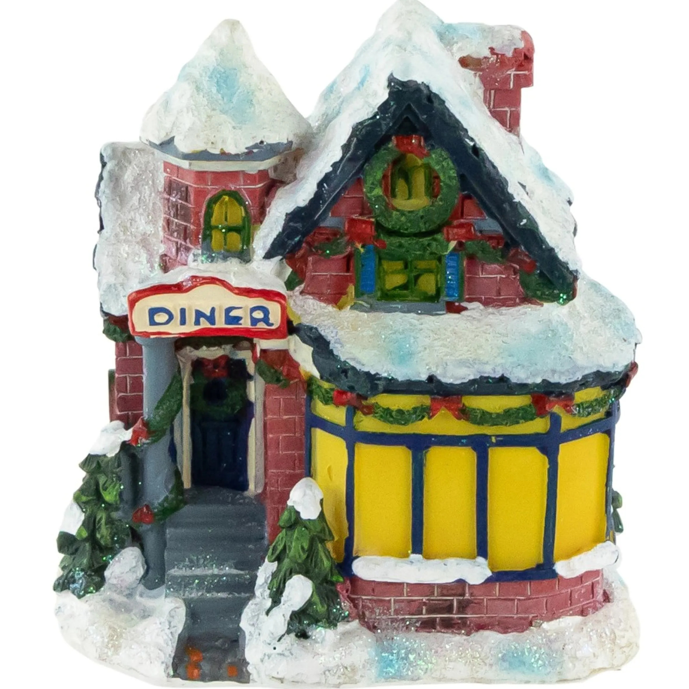 4" Snowy Diner Christmas Village Building Decoration