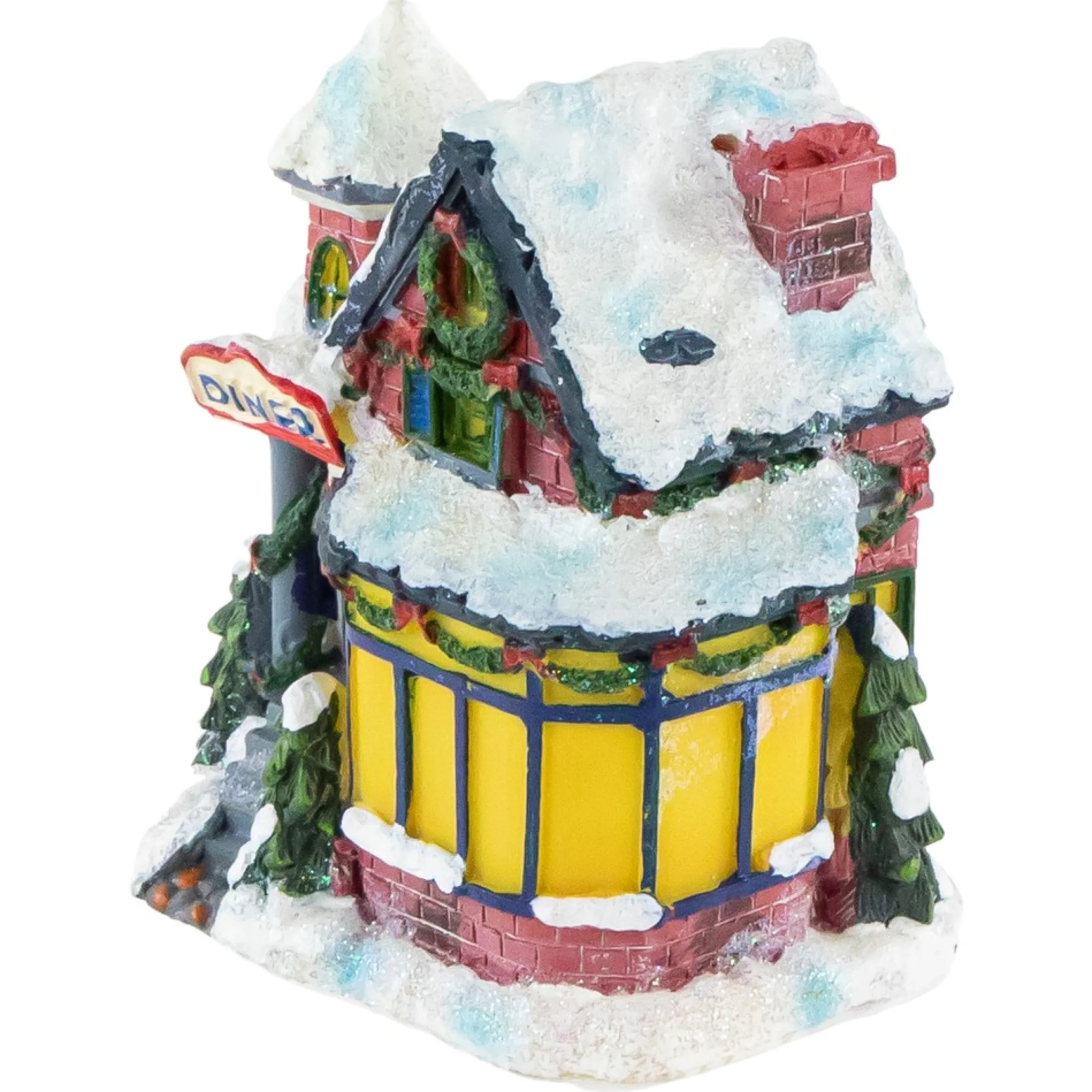 4" Snowy Diner Christmas Village Building Decoration