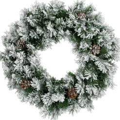 24" Snowy Flocked Angel Pine With Pine Cones Artificial Christmas Wreath - Unlit