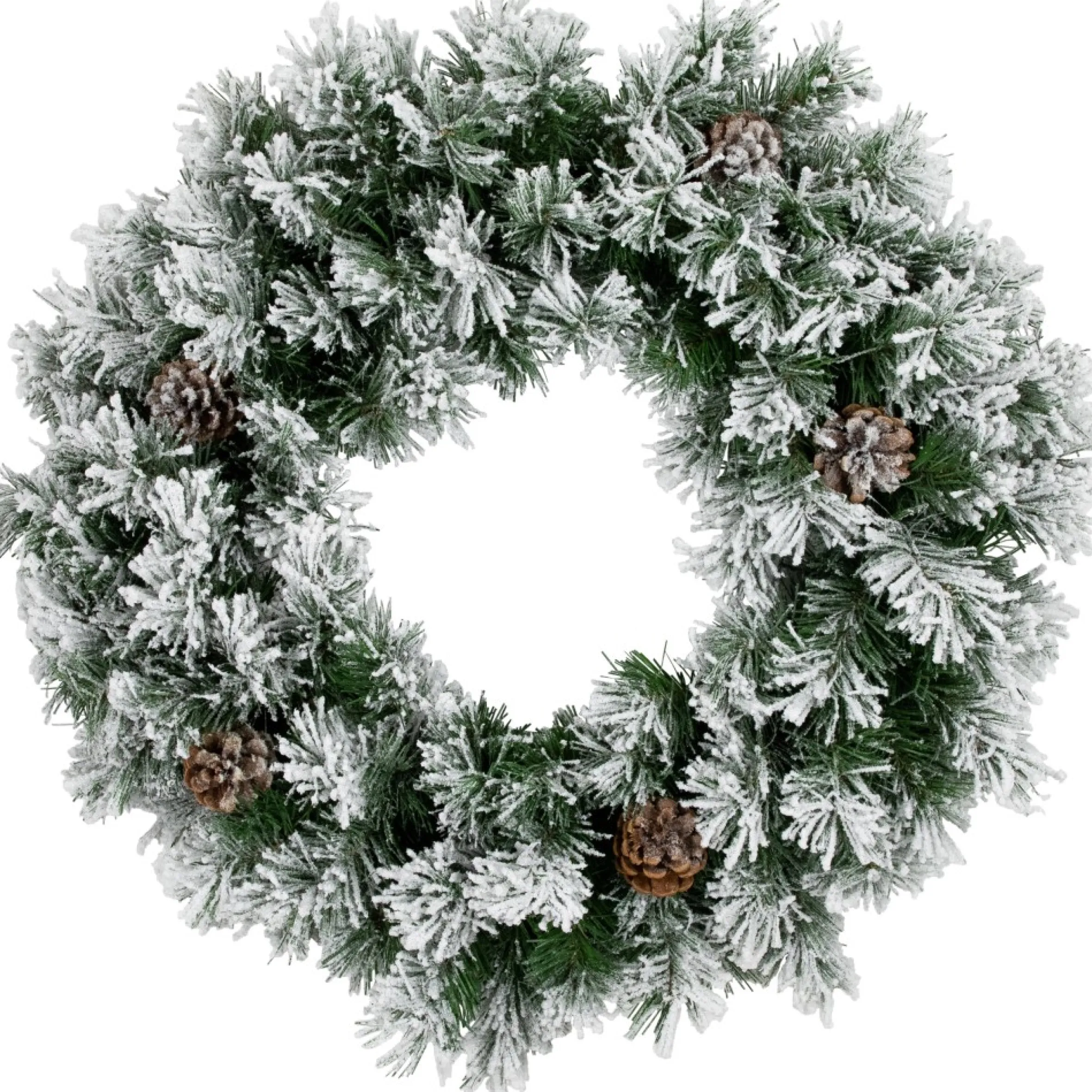 36" Snowy Flocked Angel Pine With Pine Cones Artificial Christmas Wreath - Unlit