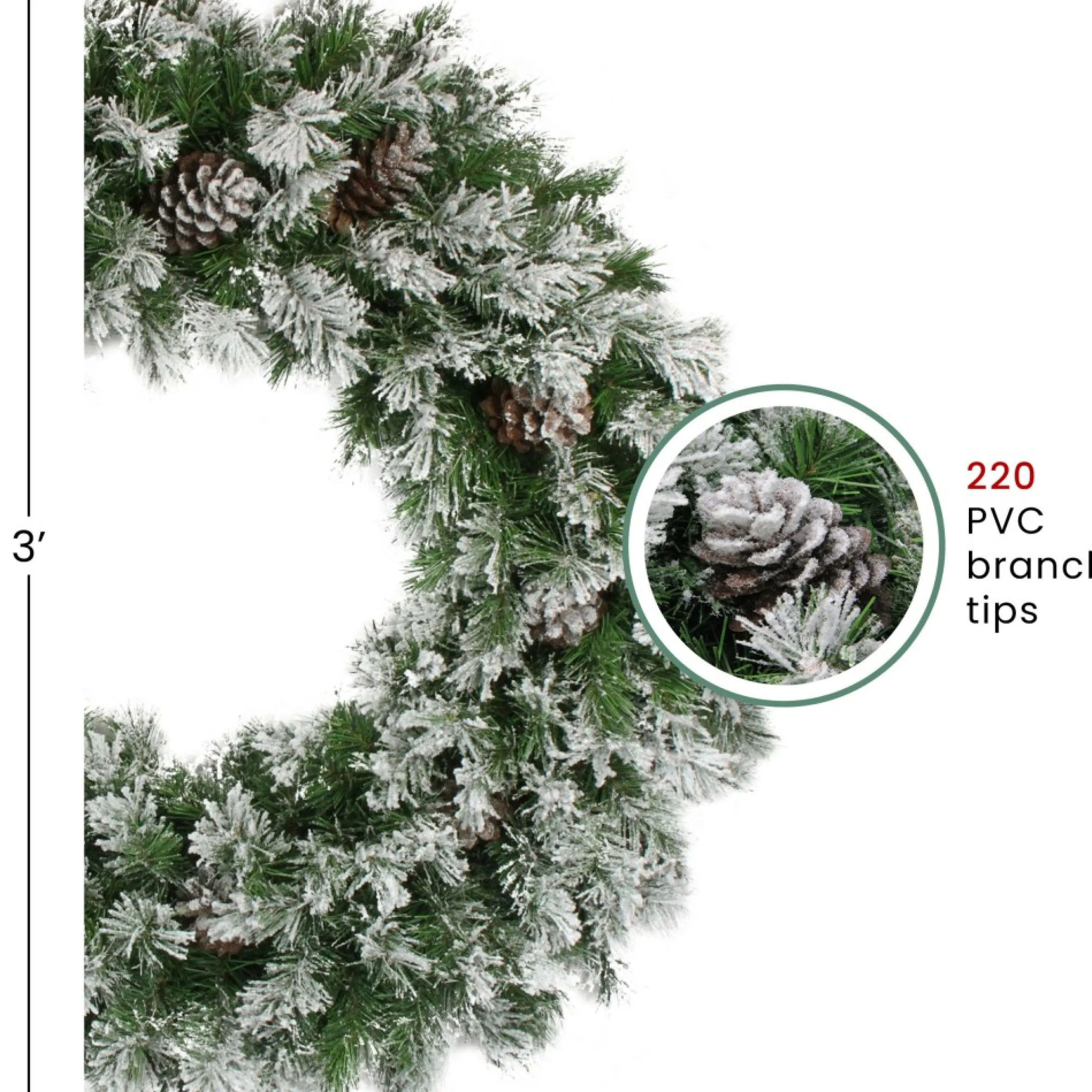 36" Snowy Flocked Angel Pine With Pine Cones Artificial Christmas Wreath - Unlit