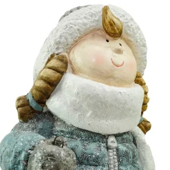 18" Snowy Woodlands Little Girl Holding Tea Light Lantern Christmas Figurine