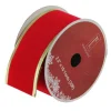 Solid Bright Red And Gold Wired Christmas Craft Ribbon 2.5 X 10 Yards