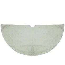 48" Solid White Quilted Christmas Tree Skirt With Velvet Trim